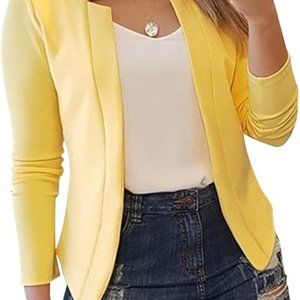 Womens Casual Long Sleeve Work Office Blazer Suit Jacket Lightweight Open Front